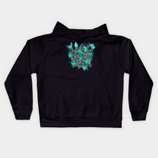 Ernst Haeckel Aqua Peridinea on Cerulean Diatoms Kids Hoodie